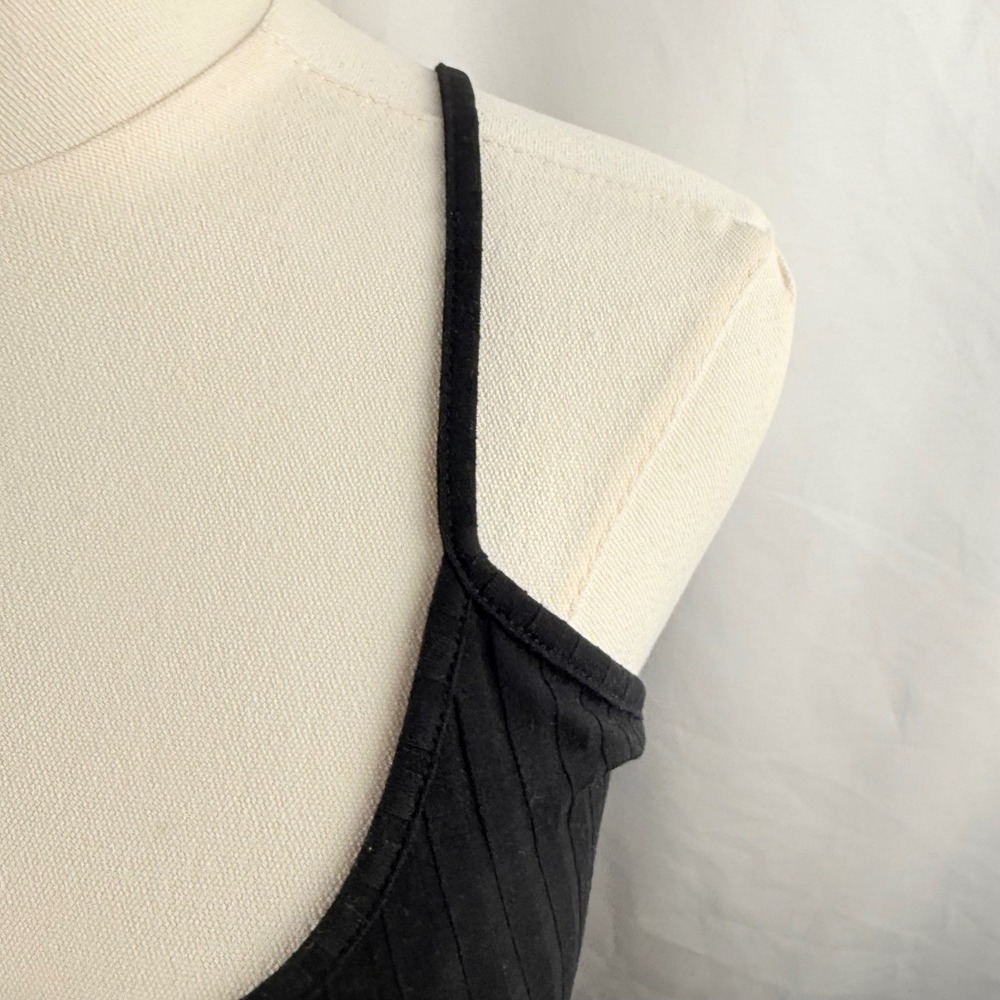 Bebe Black‎ Ribbed Button Down Bodycon Midi Tank Dress Size Small Y2K Minimalist - Picture 4 of 7